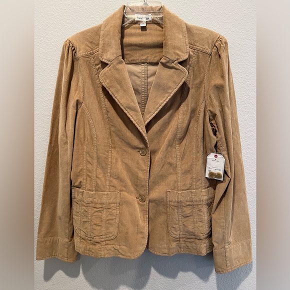 Y2K Camel Corduroy Jacket 2 Button Blazer Front Pockets Light Brown Size XL NWT - Picture 5 of 10